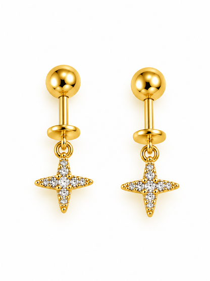 GOLDEN DIAMOND STAR ANNIKA HELIX EARRINGS
