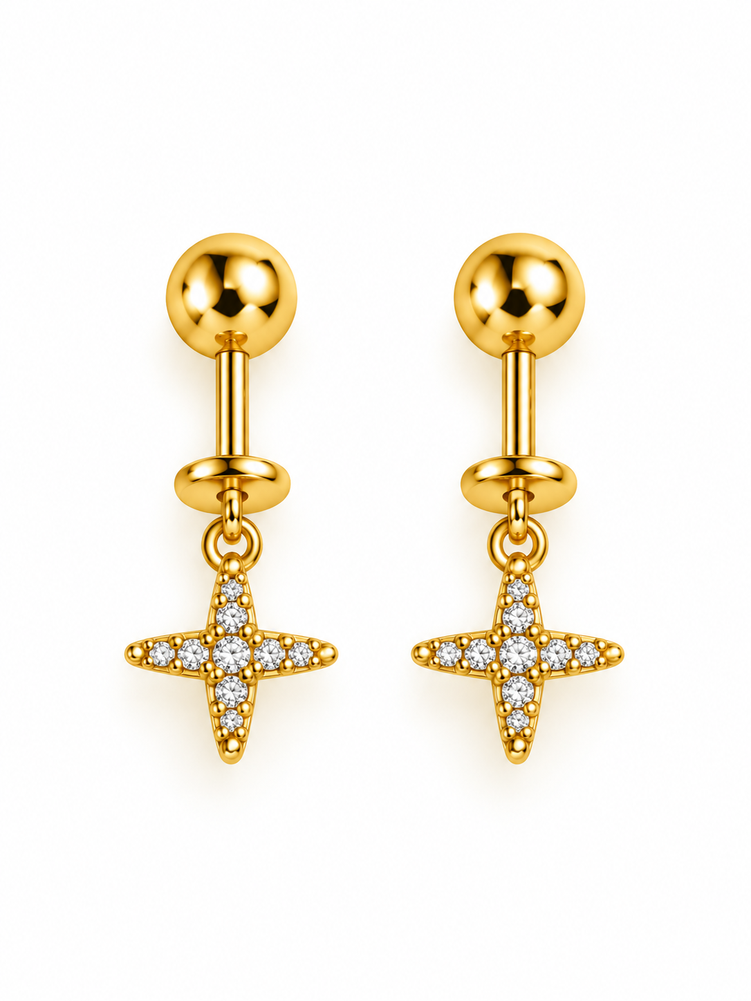 GOLDEN DIAMOND STAR ANNIKA HELIX EARRINGS