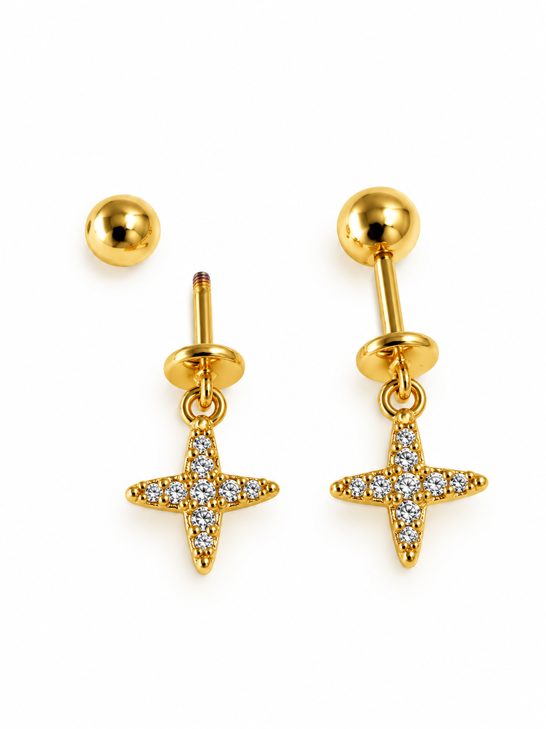 GOLDEN DIAMOND STAR ANNIKA HELIX EARRINGS