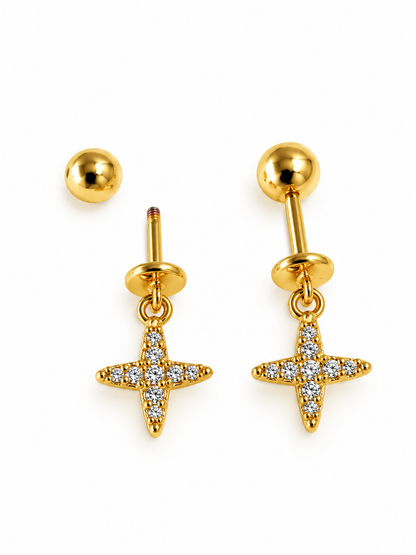 GOLDEN DIAMOND STAR ANNIKA HELIX EARRINGS
