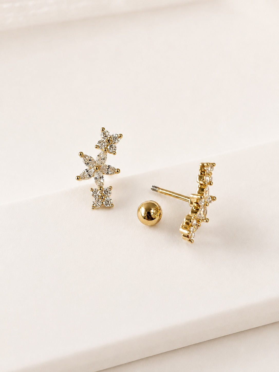 GOLDEN DIAMOND STAR JORDAN BALL BACK EARRINGS
