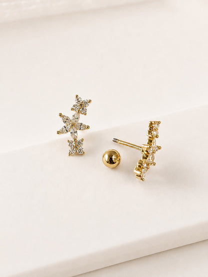 GOLDEN DIAMOND STAR JORDAN BALL BACK EARRINGS