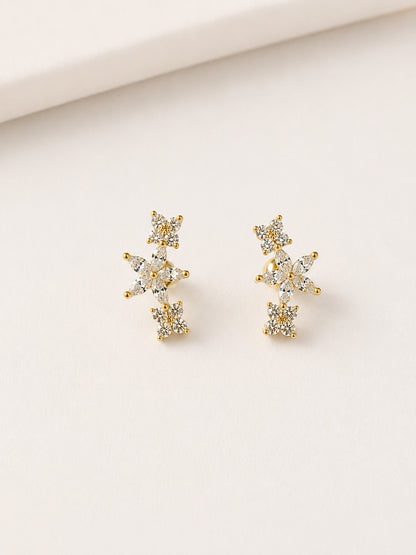 GOLDEN DIAMOND STAR JORDAN BALL BACK EARRINGS