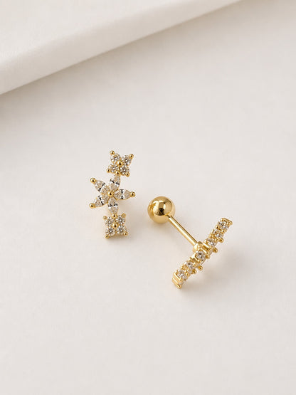 GOLDEN DIAMOND STAR JORDAN BALL BACK EARRINGS