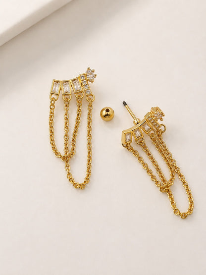 GOLDEN DIAMOND TAYLOR BALL BACK EARRINGS