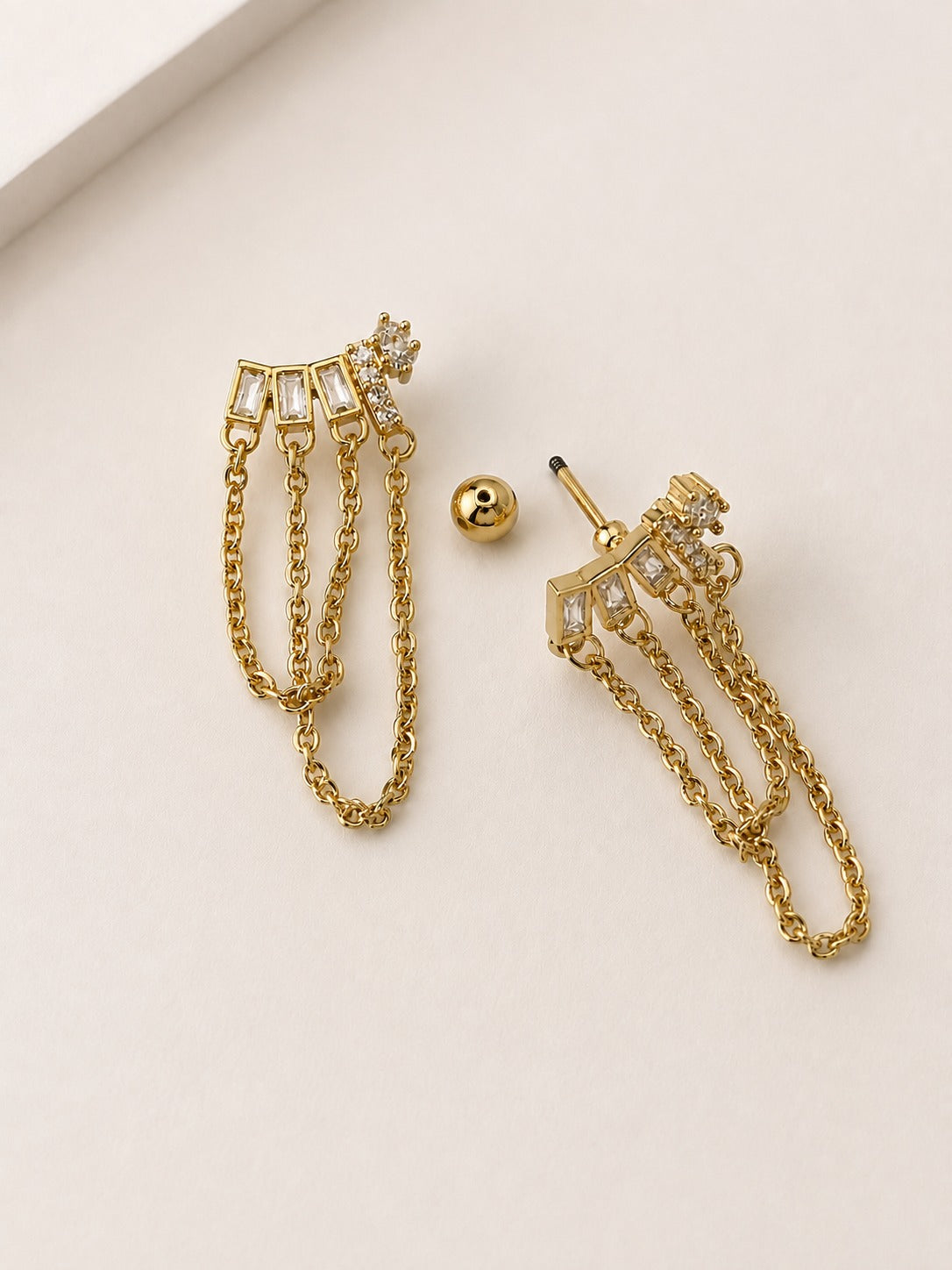 GOLDEN DIAMOND TAYLOR BALL BACK EARRINGS