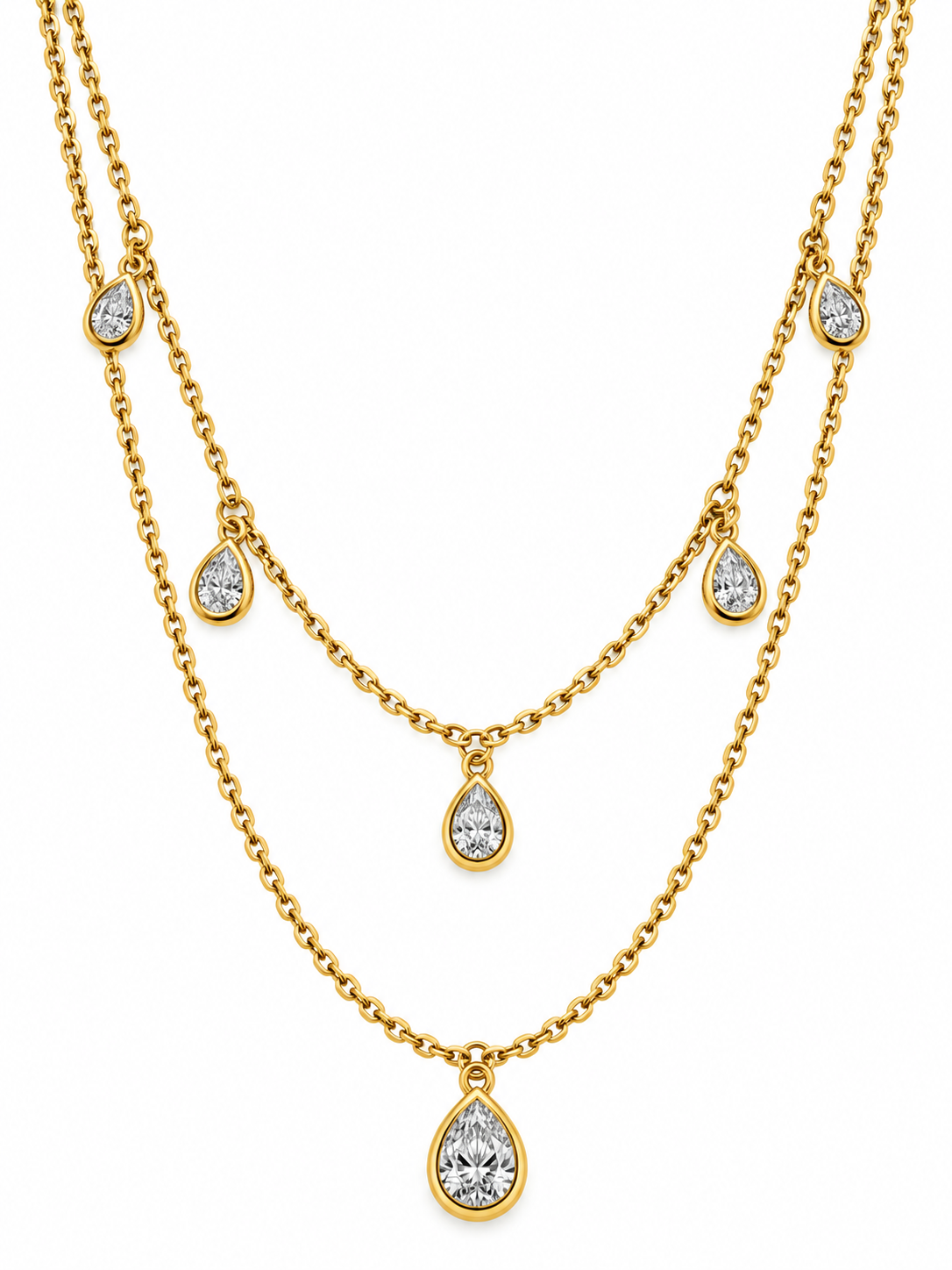GOLDEN LAYERED DIAMOND TERESA NECKLACE