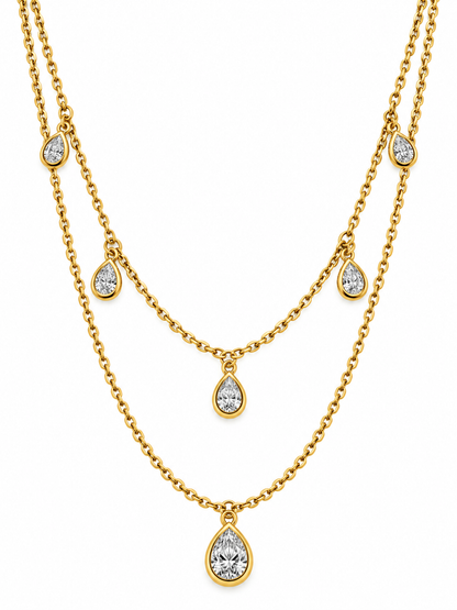 GOLDEN LAYERED DIAMOND TERESA NECKLACE