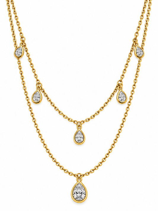 GOLDEN LAYERED DIAMOND TERESA NECKLACE