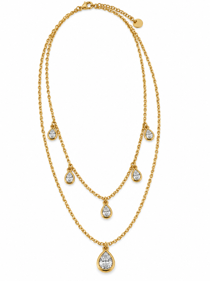 GOLDEN LAYERED DIAMOND TERESA NECKLACE