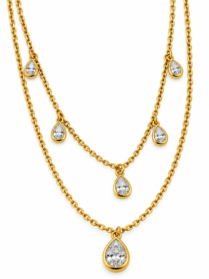 GOLDEN LAYERED DIAMOND TERESA NECKLACE