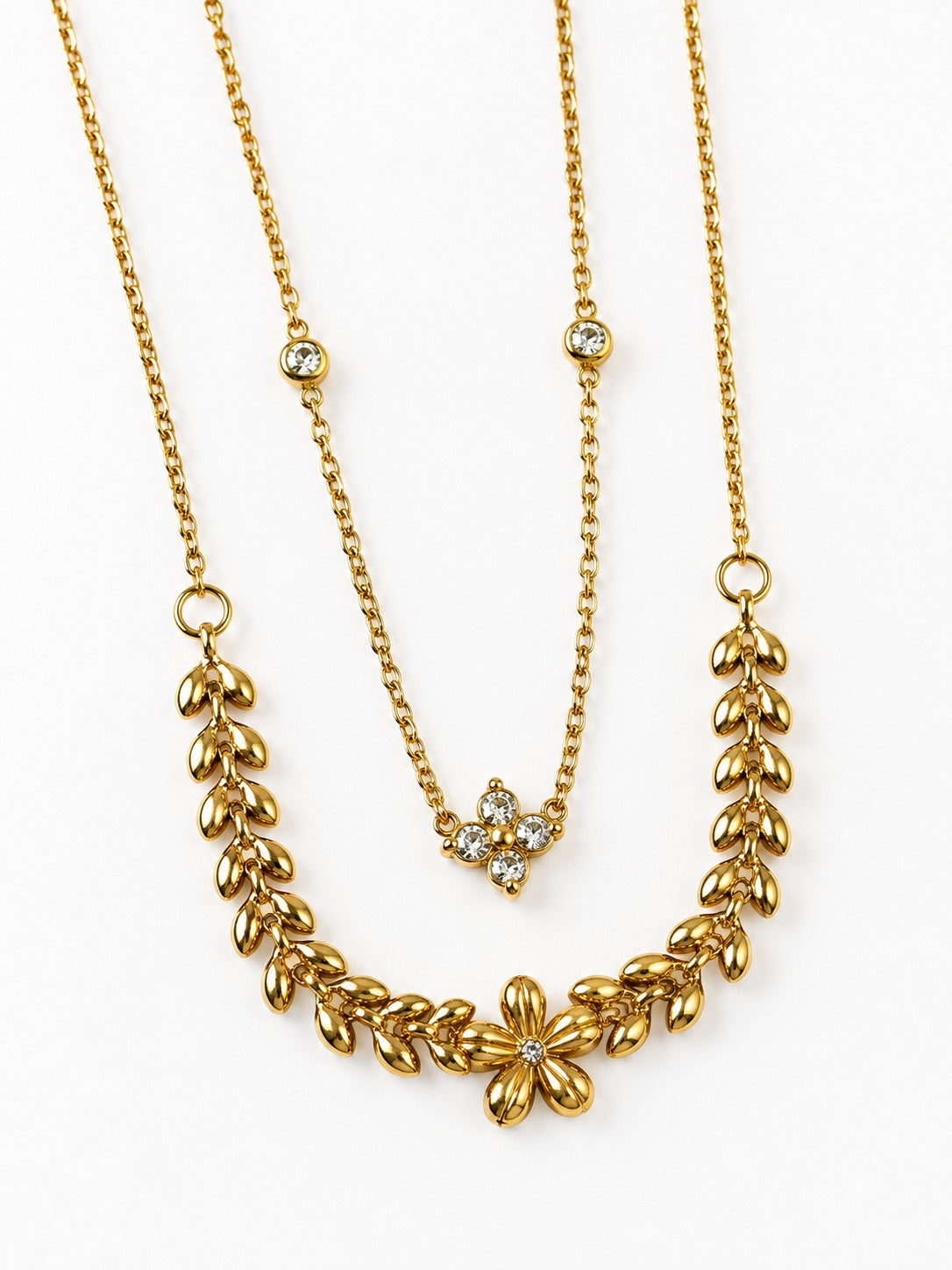 GOLDEN LAYERED FLORAL POLLY NECKLACE