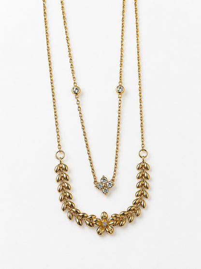 GOLDEN LAYERED FLORAL POLLY NECKLACE