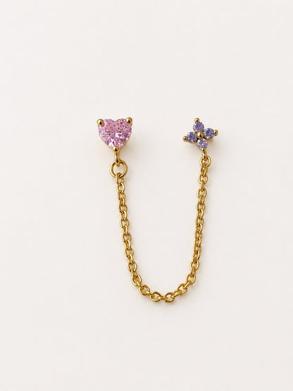 PINK HEART-FLORAL DIAMOND DYLAN BALL BACK EARRINGS