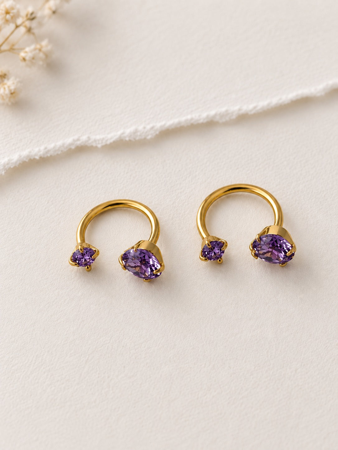 PURPLE DIAMOND MAHAY BALL BACK EARRINGS