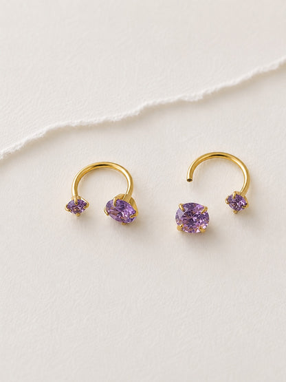PURPLE DIAMOND MAHAY BALL BACK EARRINGS