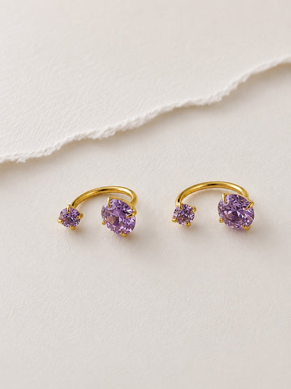 PURPLE DIAMOND MAHAY BALL BACK EARRINGS