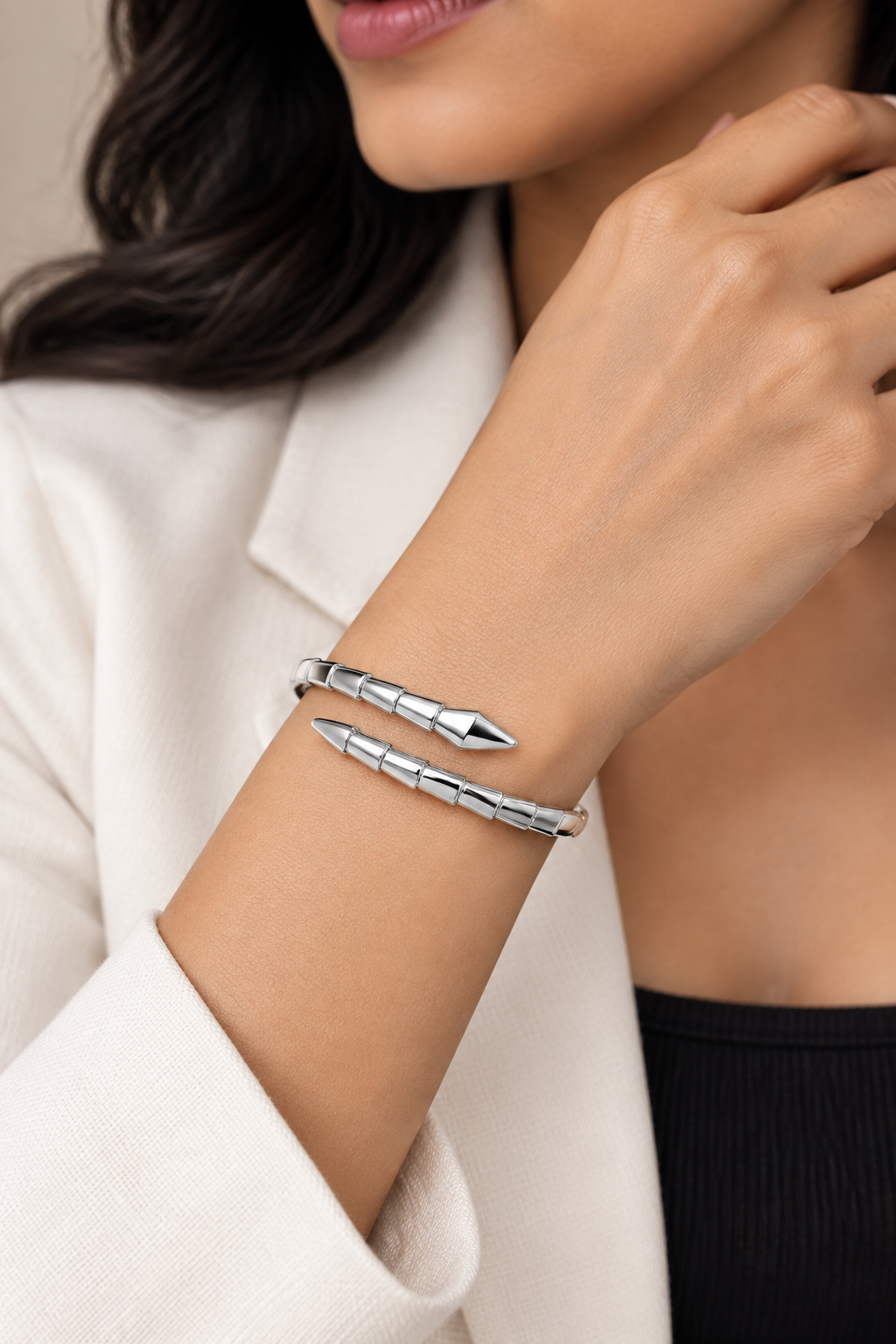 SILVER MELANY BRACELET (CUFF)