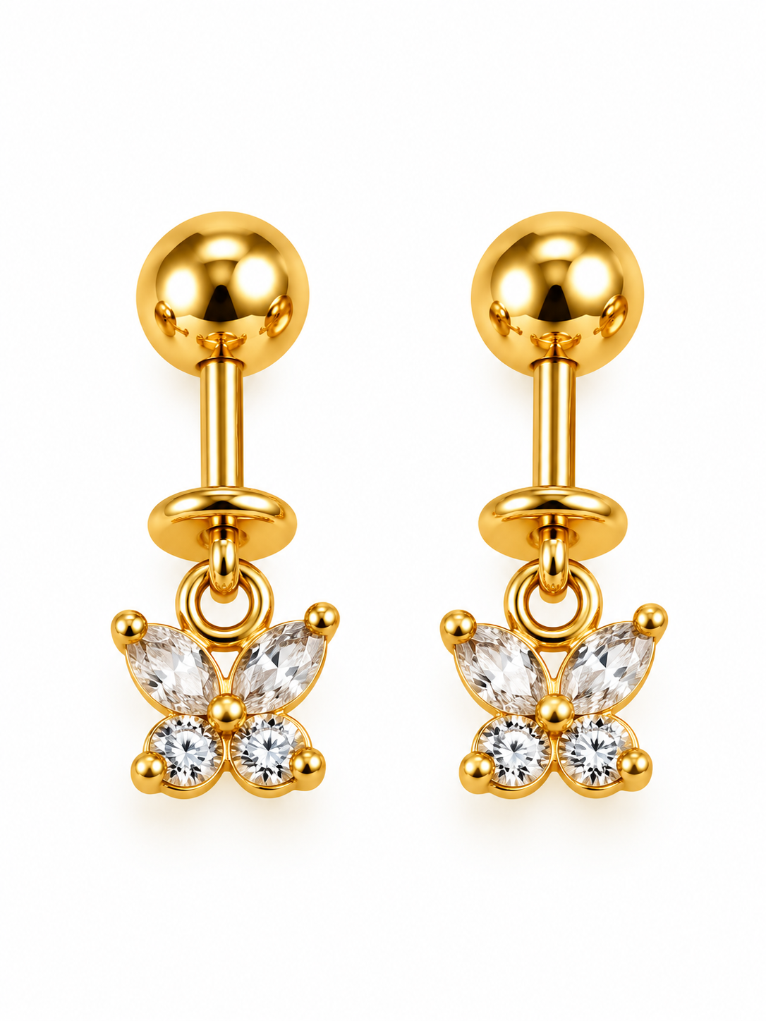 GOLDEN DIAMOND BUTTERFLY ANNIKA HELIX EARRINGS