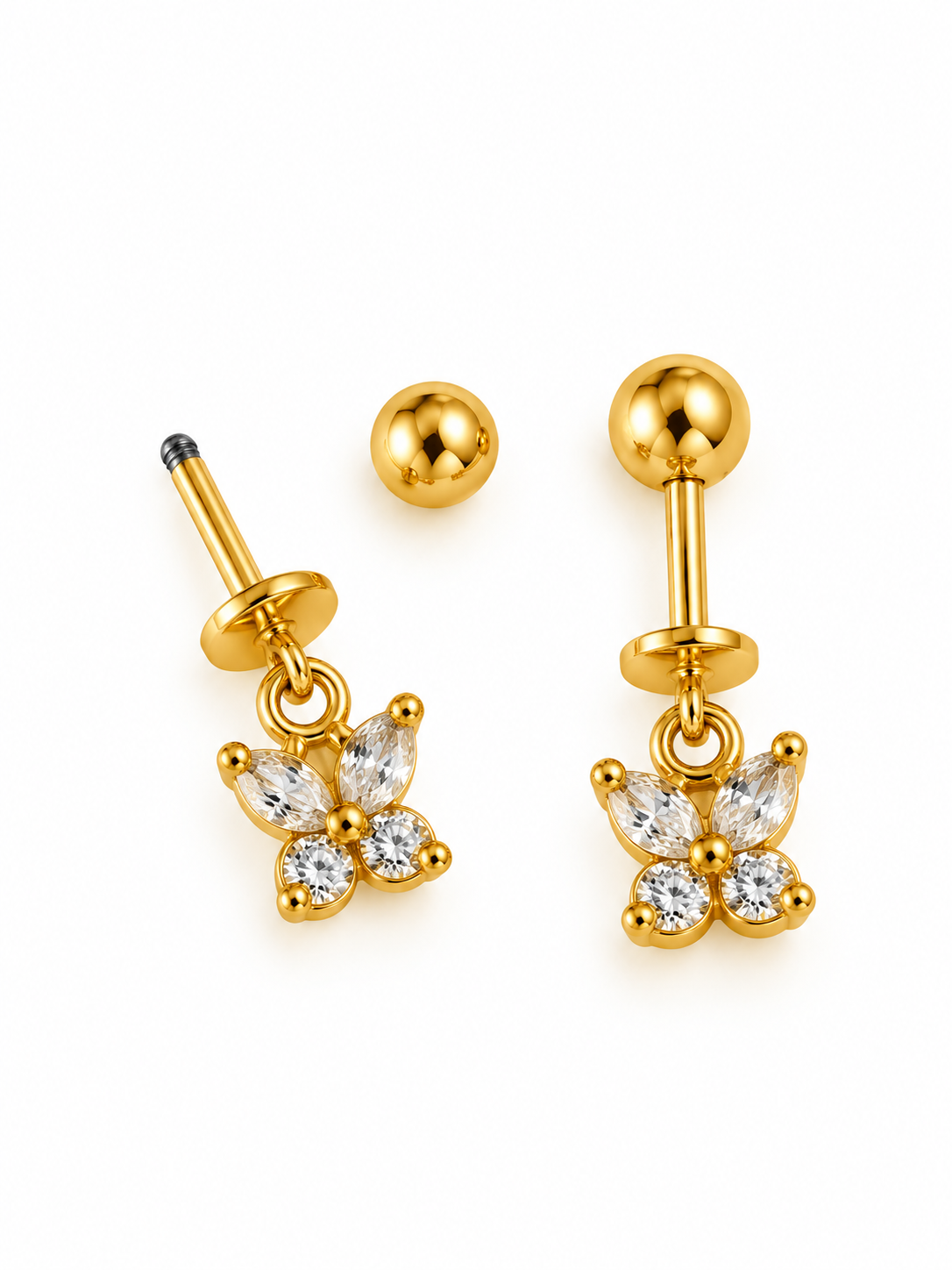 GOLDEN DIAMOND BUTTERFLY ANNIKA HELIX EARRINGS