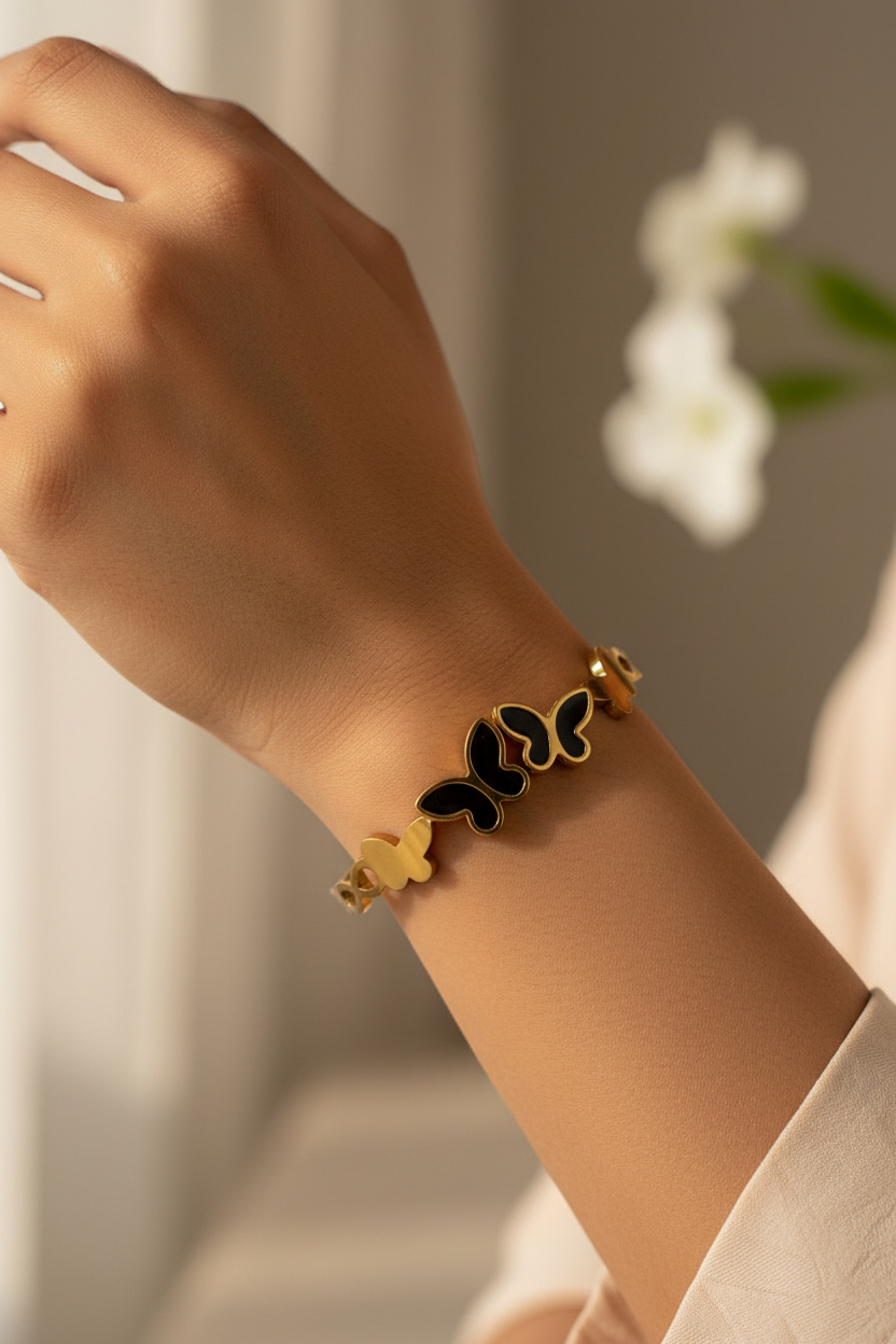 BLACK BUTTLERFLY OPHELIA BRACELET