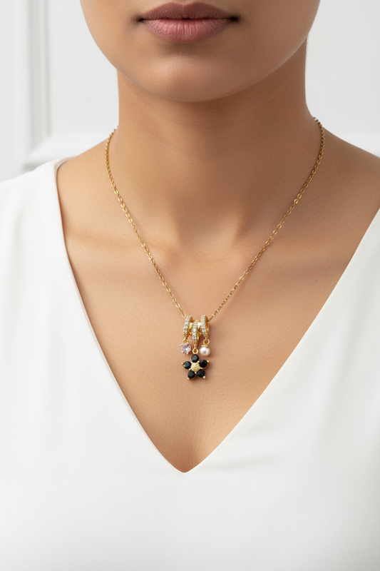BLACK FLORAL AILANY NECKLACE
