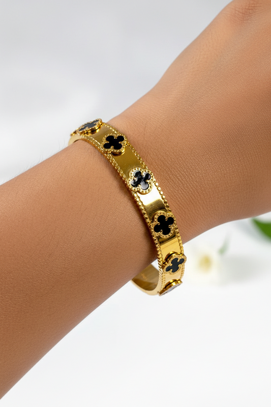 BLACK FLORAL MAGNOLIA BRACELET
