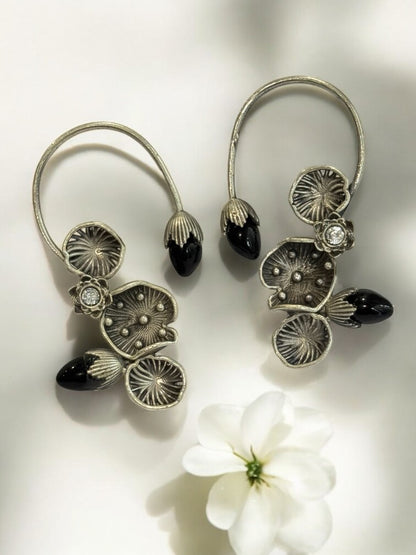 BLACK LOTUS LEAF AISHA GERMAN SILVER EAR CUFF