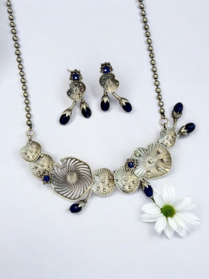 BLUE AISHA GERMAN SILVER JEWELLERY SET