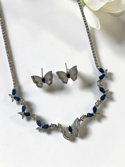 BLUE DIAMOND BUTTERFLY CORBINS NECKLACE SET