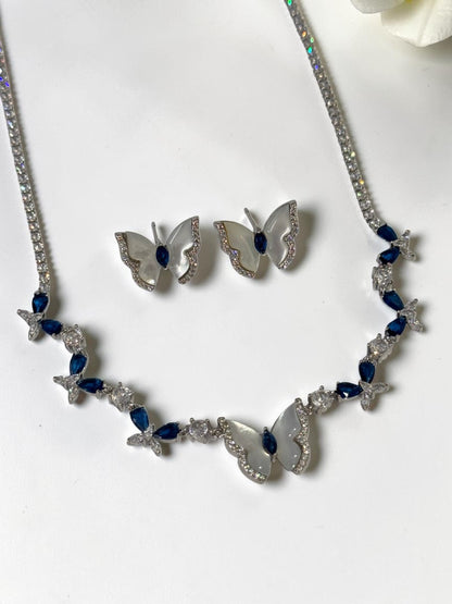 BLUE DIAMOND BUTTERFLY CORBINS NECKLACE SET
