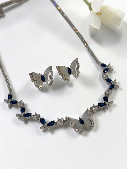 BLUE DIAMOND BUTTERFLY CORBINS NECKLACE SET