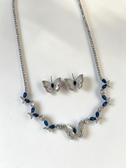 BLUE DIAMOND BUTTERFLY CORBINS NECKLACE SET