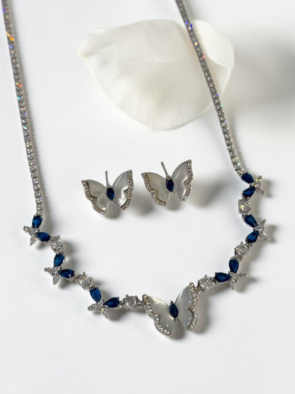BLUE DIAMOND BUTTERFLY CORBINS NECKLACE SET