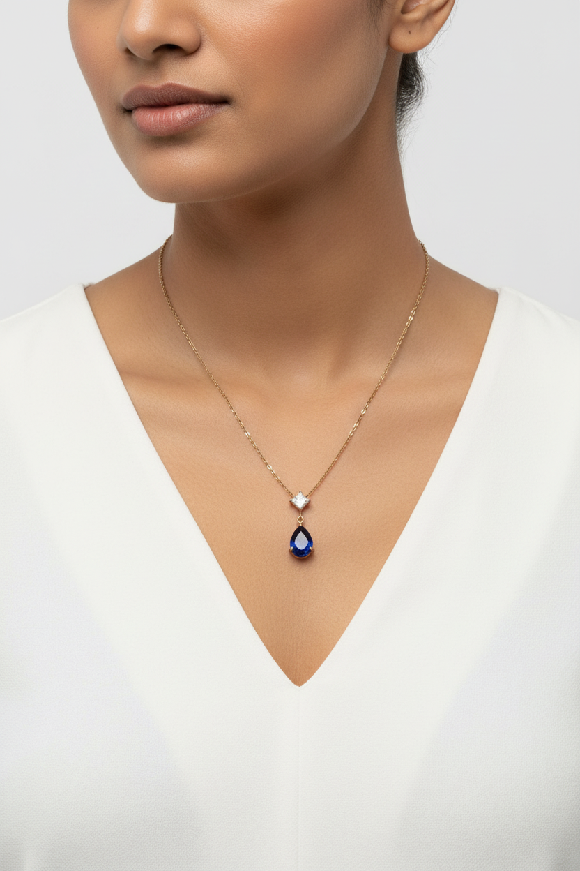 BLUE DROP DIAMOND LILLIAN NECKLACE