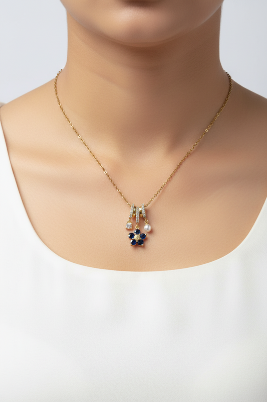 BLUE FLORAL AILANY NECKLACE