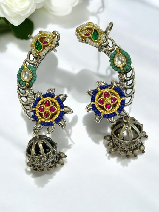 BLUE ILIANA GERMAN SILVER EAR CUFF