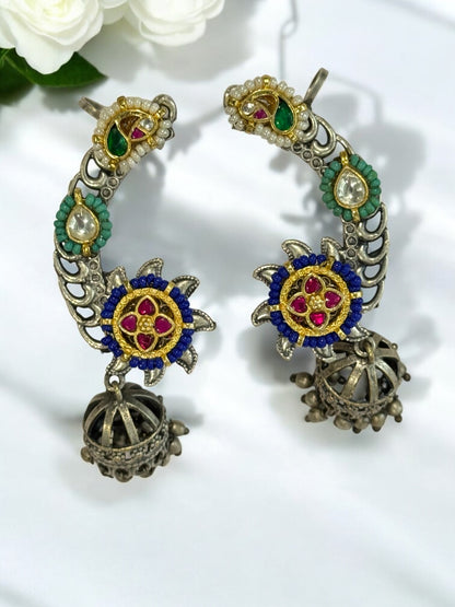 BLUE ILIANA GERMAN SILVER EAR CUFF