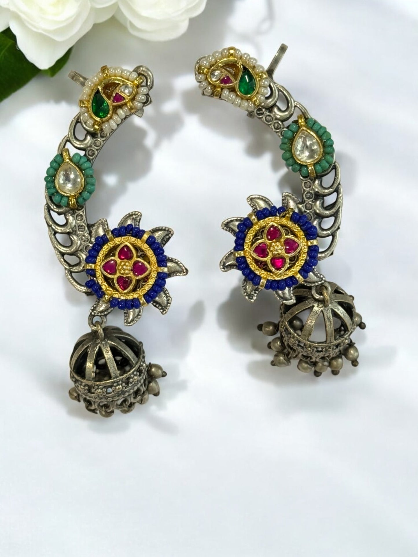 BLUE ILIANA GERMAN SILVER EAR CUFF