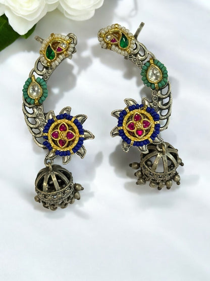 BLUE ILIANA GERMAN SILVER EAR CUFF