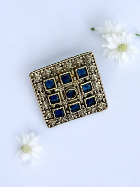 BLUE ISHANI GERMAN SILVER RING