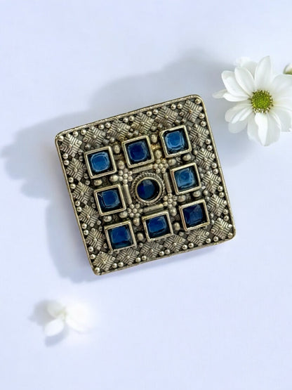 BLUE ISHANI GERMAN SILVER RING