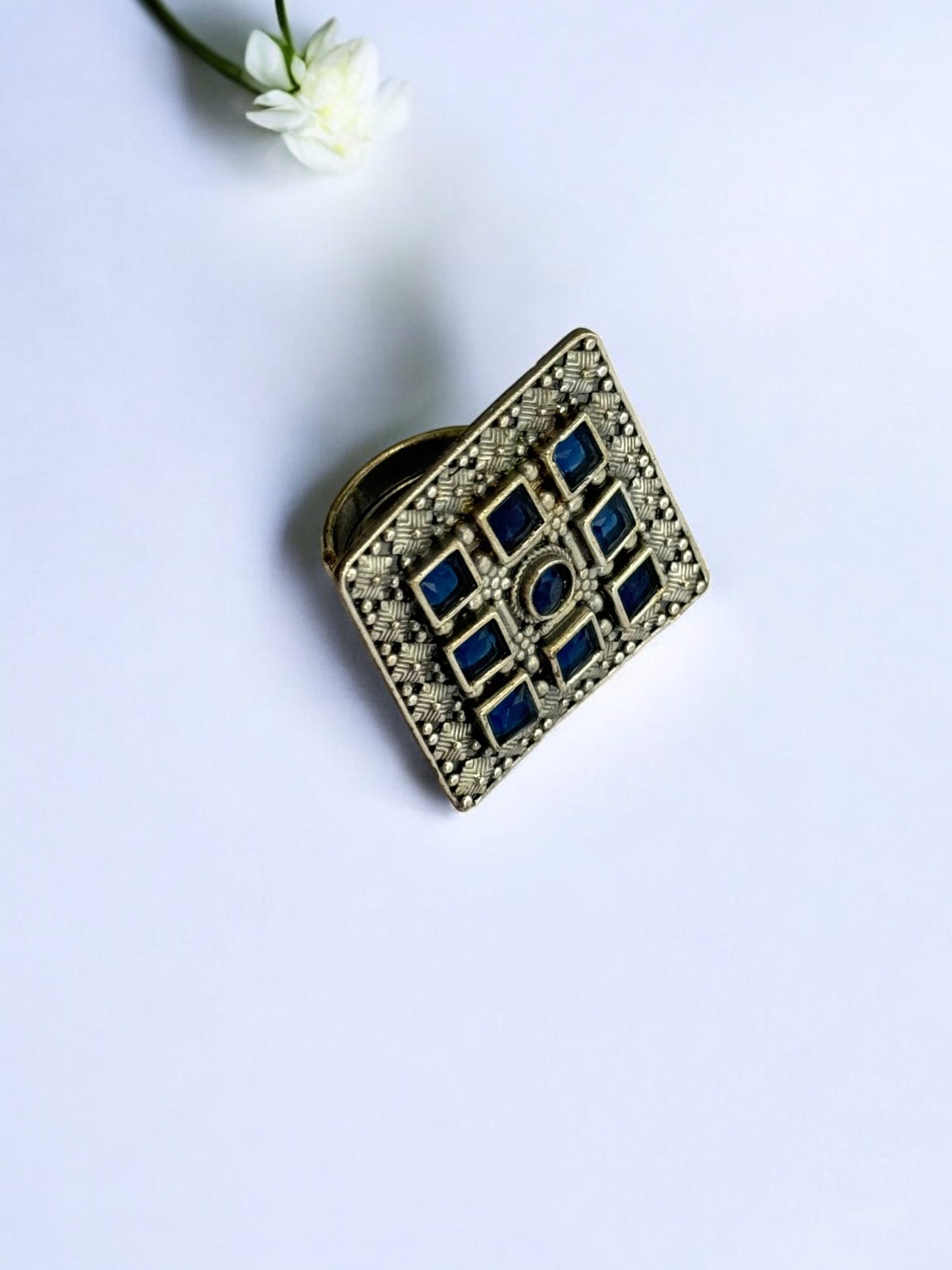 BLUE ISHANI GERMAN SILVER RING