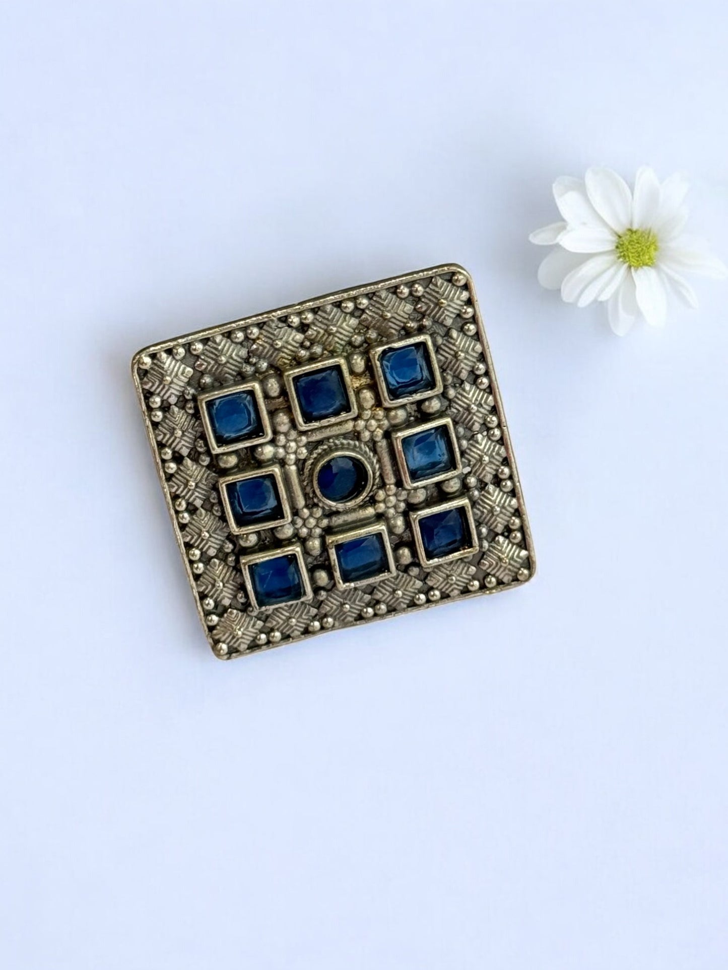 BLUE ISHANI GERMAN SILVER RING