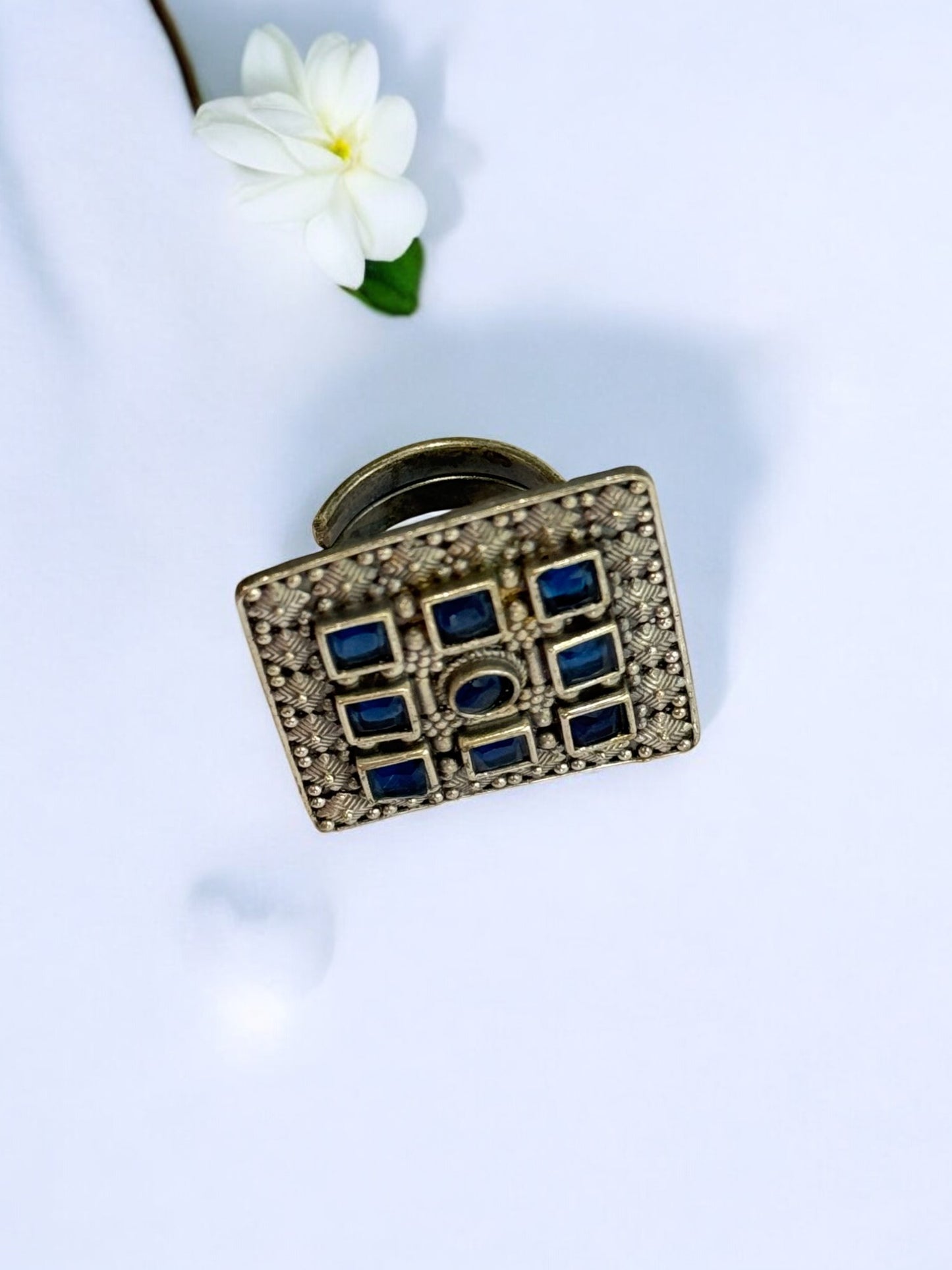 BLUE ISHANI GERMAN SILVER RING