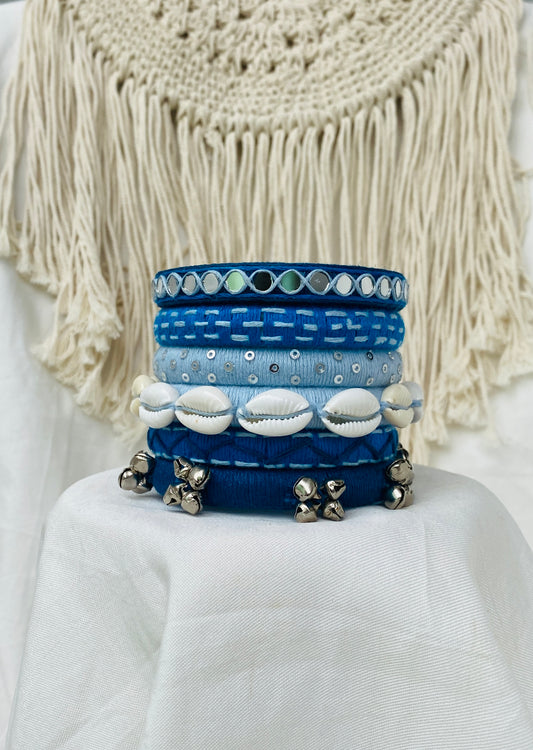BLUE KODI AND MIRROR VEDA HANDMADE BANGLES