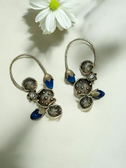 BLUE LOTUS LEAF AISHA GERMAN SILVER EAR CUFF