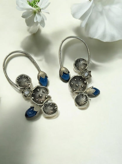BLUE LOTUS LEAF AISHA GERMAN SILVER EAR CUFF