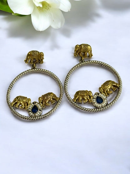 BLUE SHIVANSHI GERMAN SILVER EARRINGS