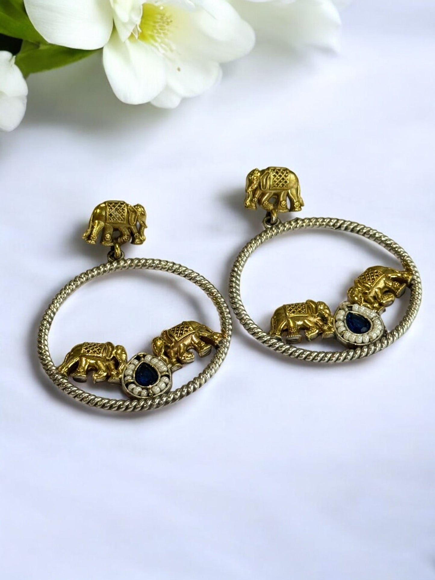 BLUE SHIVANSHI GERMAN SILVER EARRINGS